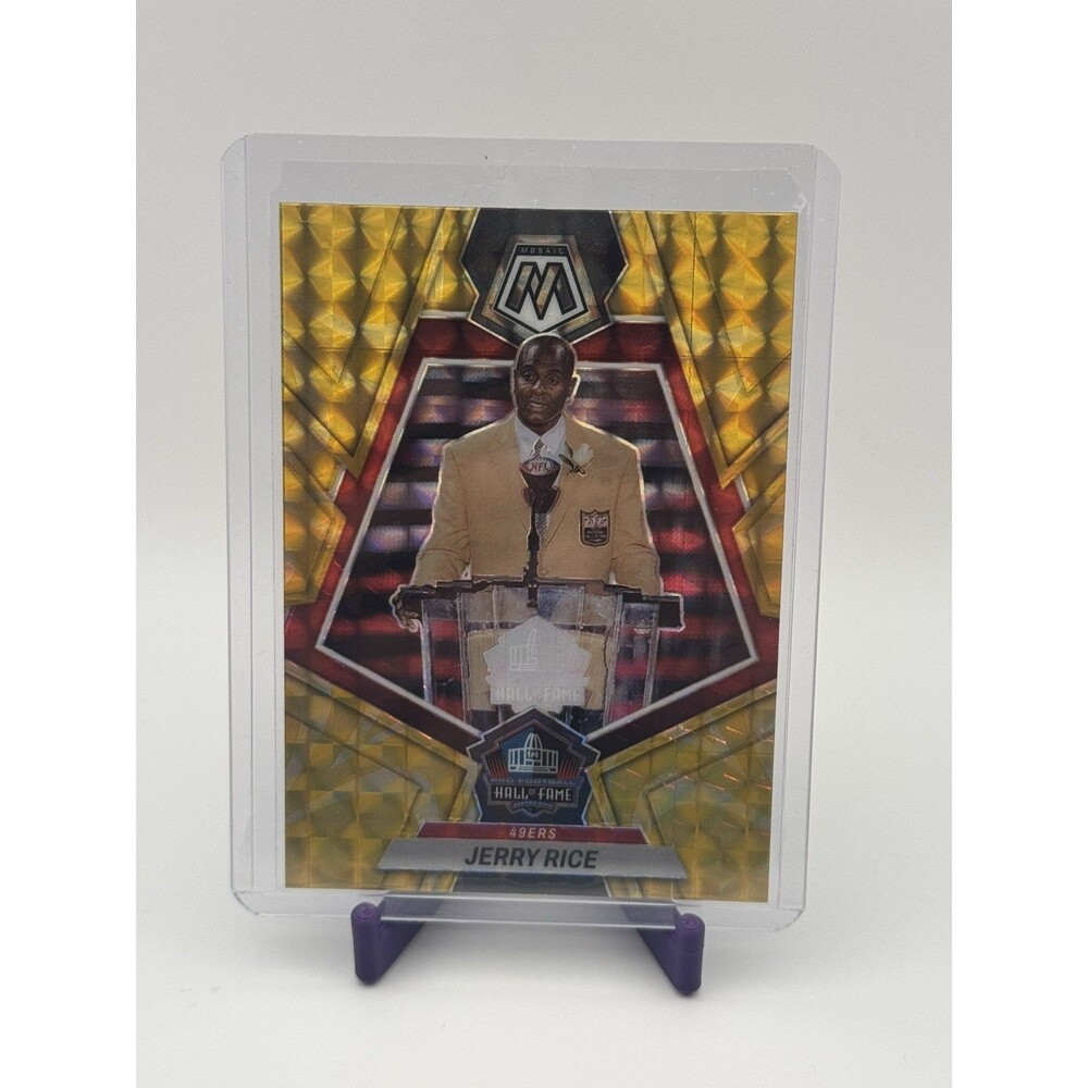 2023 Panini Mosaic - Hall of Fame Jerry Rice #271 Reactive Yellow Mosaic Prizm
